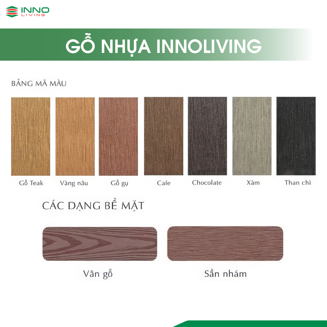 Bảng mã màu gỗ nhựa INNO LIVING
