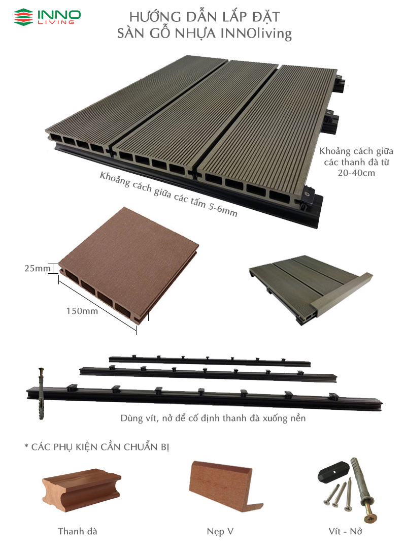 Hướng dẫn lắp đặt sàn gỗ nhựa INNOliving Hướng dẫn lắp đặt sàn gỗ nhựa INNOliving