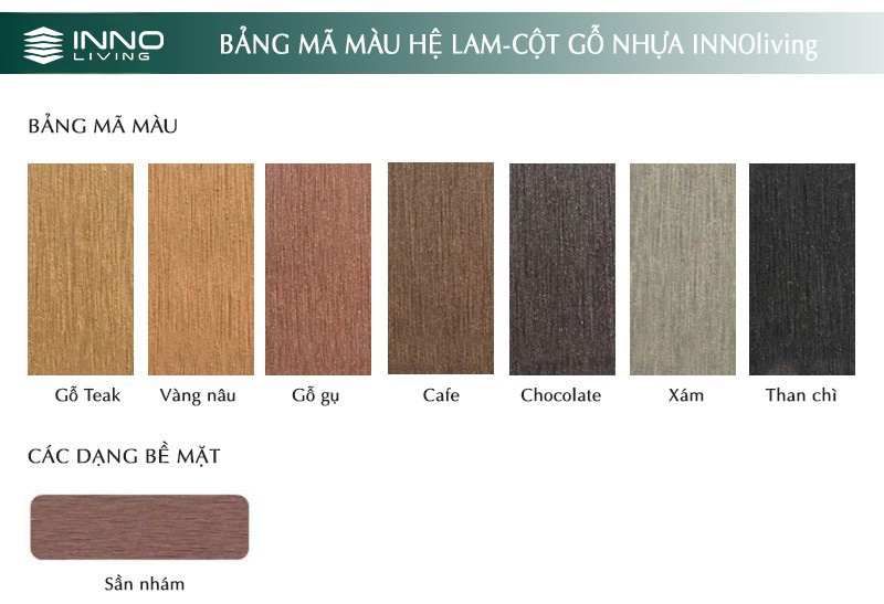 Bảng màu Cột gỗ nhựa ngoài trời INNOliving 120×120
