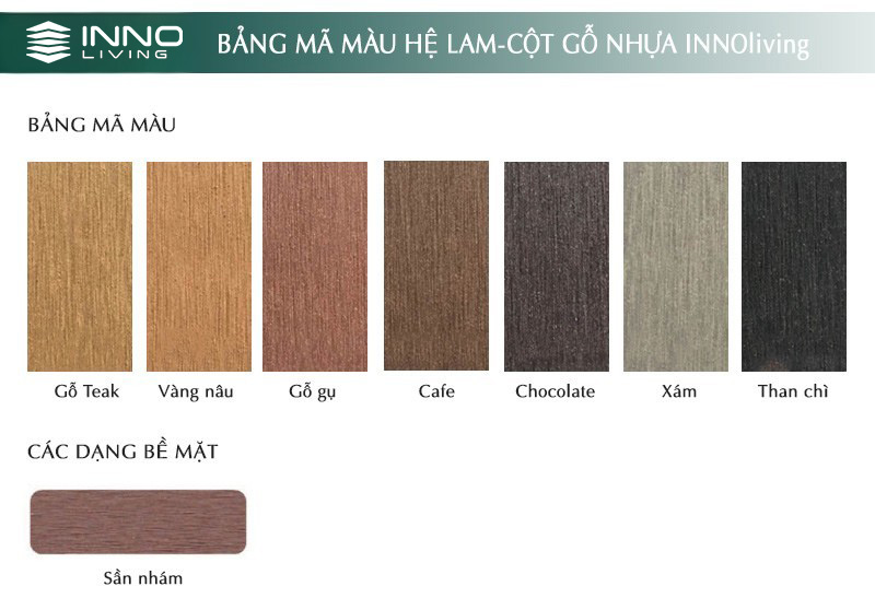 Bảng màu Thanh lam gỗ nhựa ngoài trời INNOliving 60×40