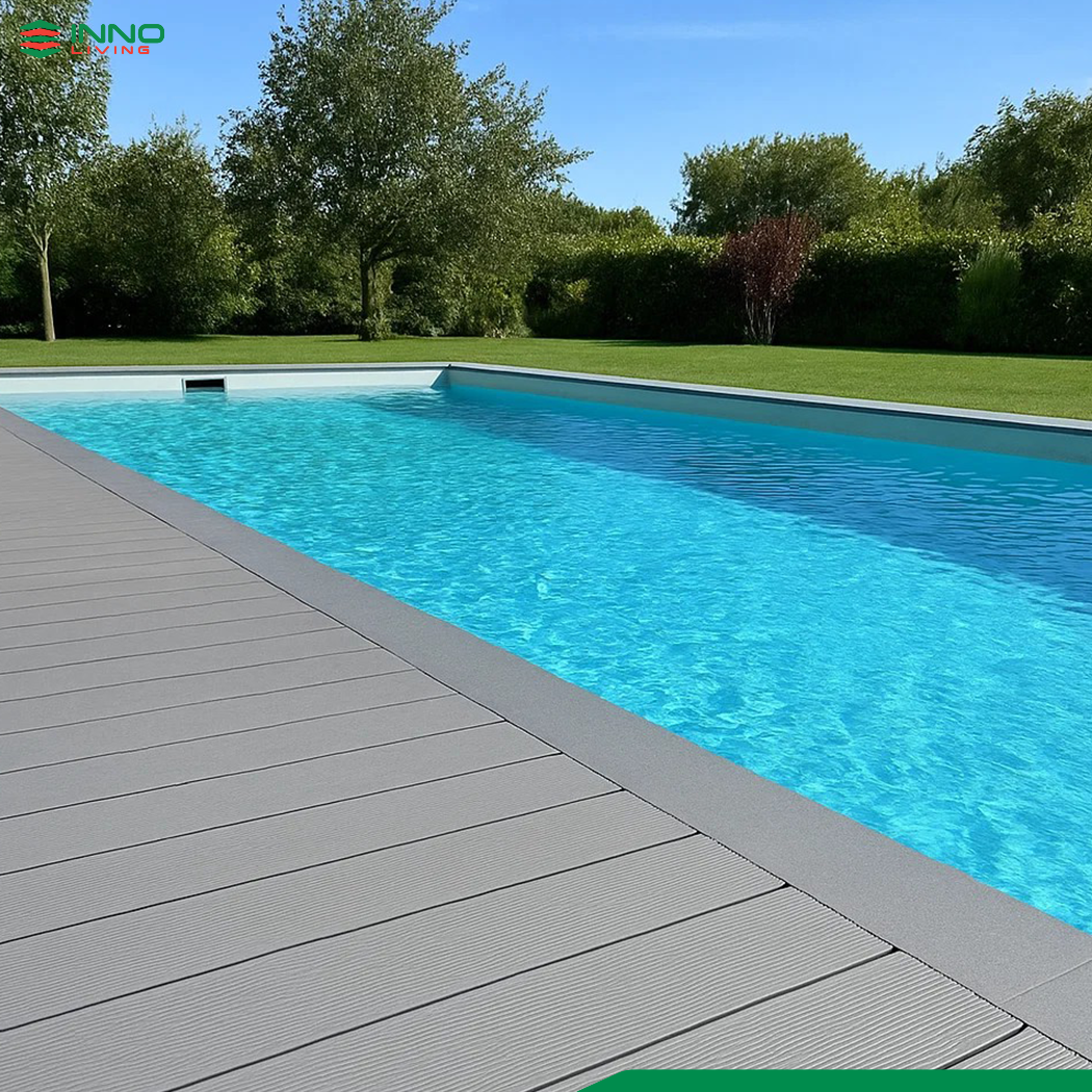 Lắp đặt gỗ nhựa composite gần bể bơi