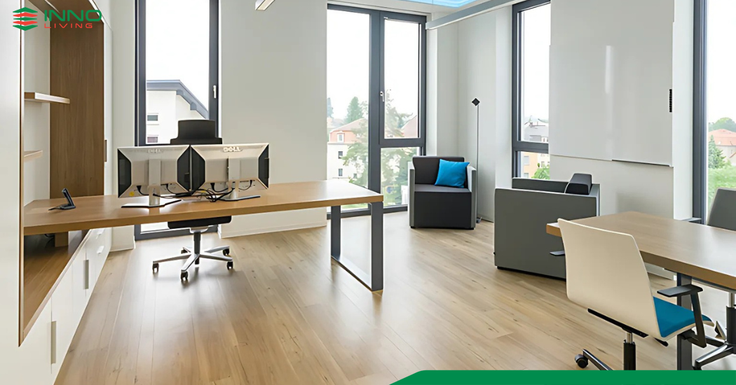 Sàn SPC cách âm là vật liệu bột đá nhựa PVC, bền, chống nước, cách âm tốt