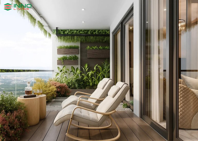 Trang trí ban công bằng gỗ nhựa ngoài trời composite