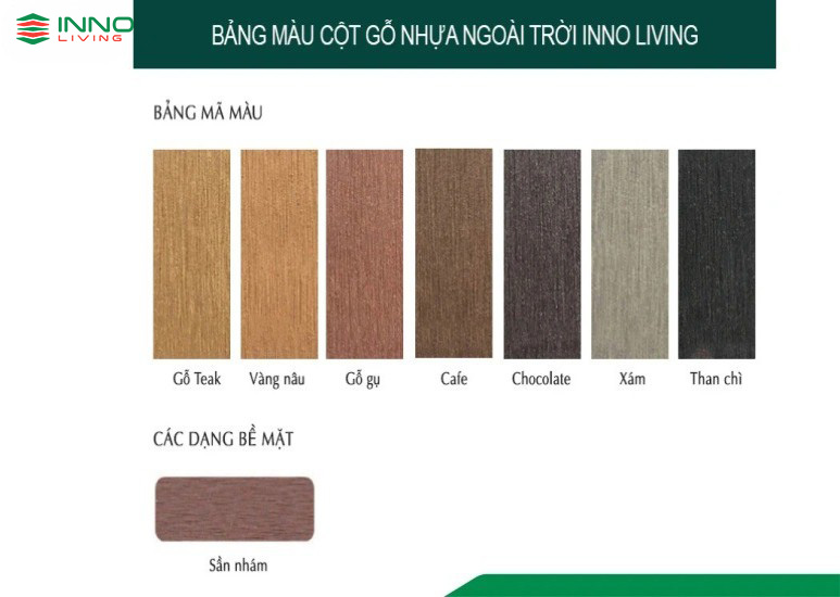 Bảng màu Cột gỗ nhựa ngoài trời
