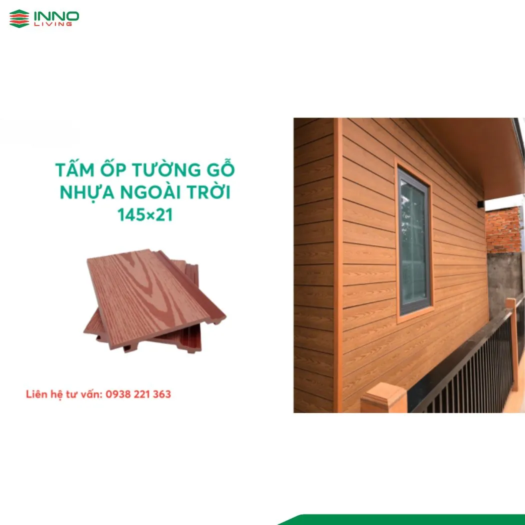 Tấm gỗ nhựa ốp tường ngoài trời INNO LIVING 145x21 Tấm gỗ nhựa ốp tường ngoài trời INNO LIVING 145x21