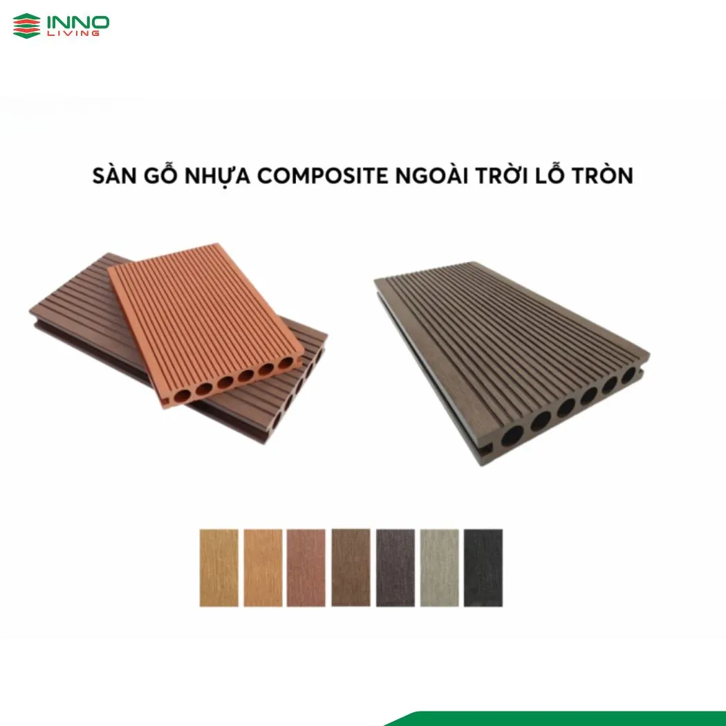 Mẫu sàn gỗ nhựa composite ngoài trời lỗ tròn Mẫu sàn gỗ nhựa composite ngoài trời lỗ tròn