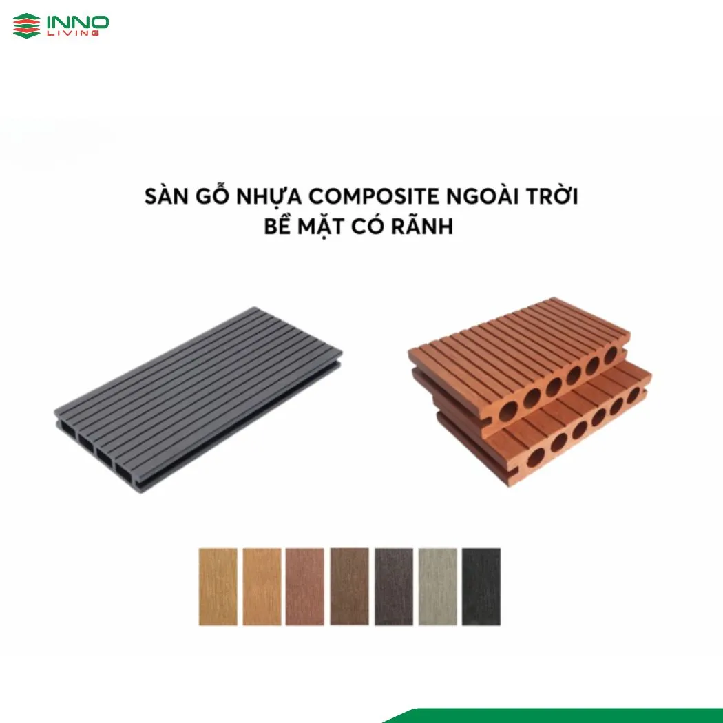 Mẫu sàn gỗ nhựa composite ngoài trời bề mặt có rãnh Mẫu sàn gỗ nhựa composite ngoài trời bề mặt có rãnh