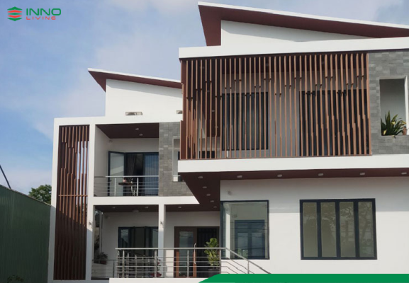 Thanh lam gỗ nhựa trang trí mặt tiền ngoài trời