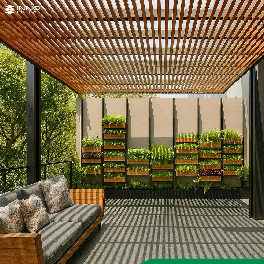 Lam che nắng gỗ nhựa là vật liệu composite dùng để tạo kết cấu che nắng, làm từ bột gỗ và nhựa