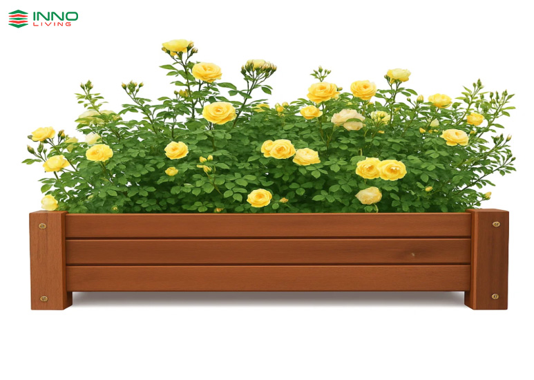 Chậu hoa gỗ nhựa ngoài trời