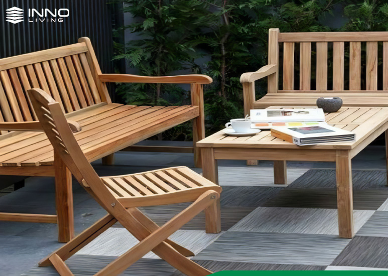 Bàn ghế gỗ nhựa ngoài trời
