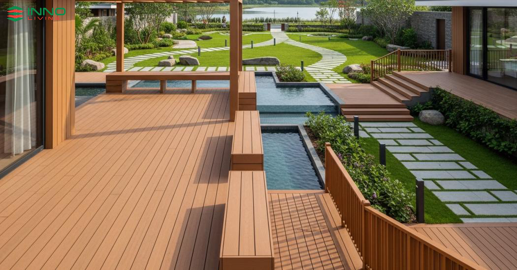 Ứng dụng gỗ nhựa composite tái chế ngoài trời trong biệt thự và cảnh quan
