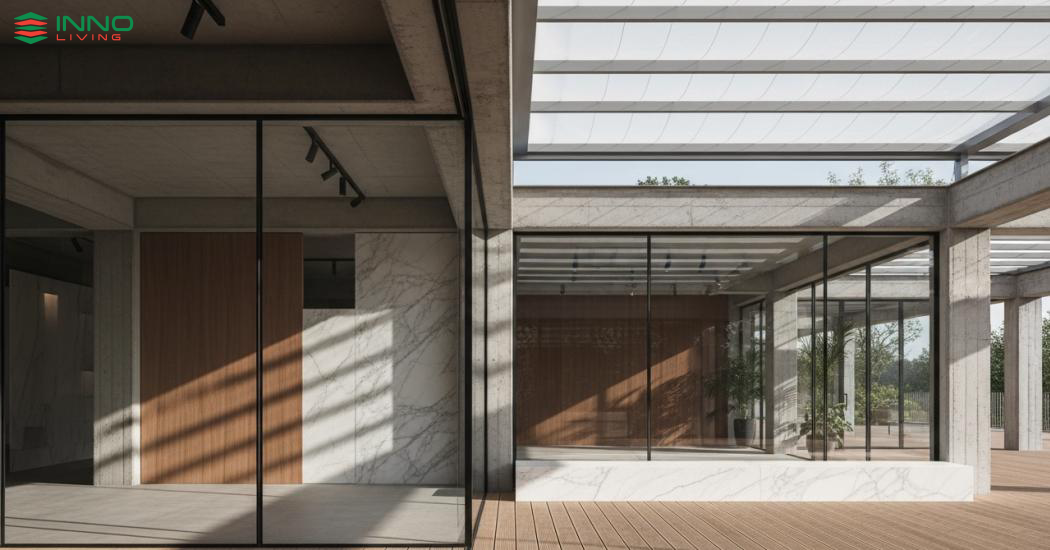 Kết hợp kính tiên tiến để đa chiều hóa nội thất hài hòa